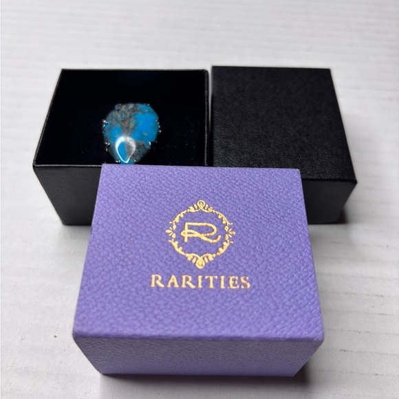 RARITIES Turquoise Sterling Silver Pear Shaped Ring Size 7 - Picture 10 of 10